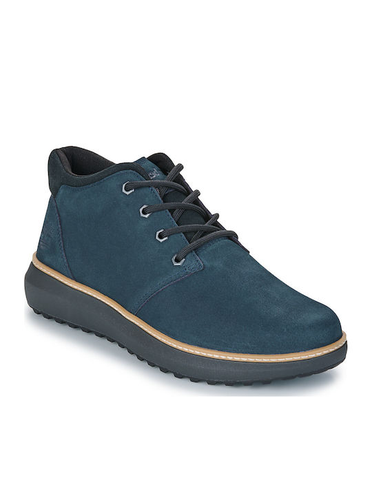 Leather Navy Blue Men's Boots