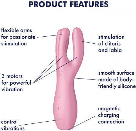 Satisfyer Threesome 3 Κλειτοριδικός Δονητής 14cm Ροζ