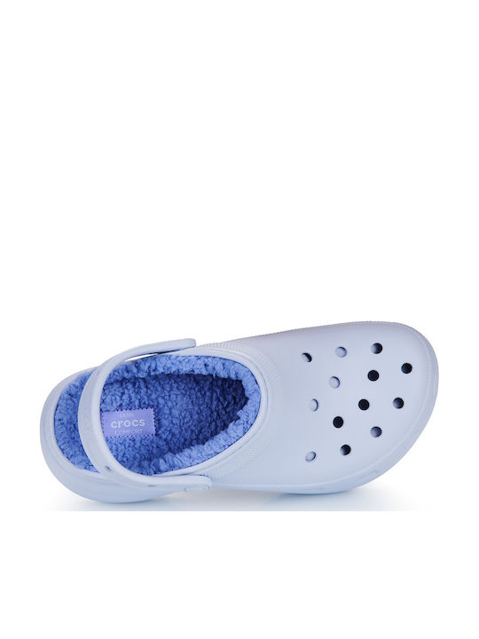 Crocs Classic Platform Lined Women's Clogs with Fur Blue