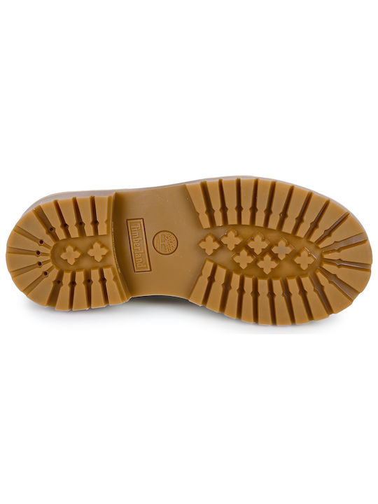 Premium 6 Leather Kids Boots with Laces Brown