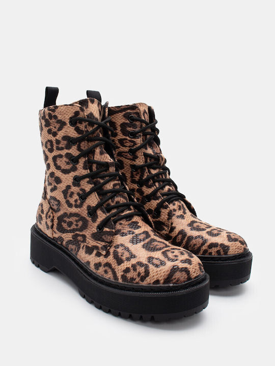 Double-Sole Ankle Boots with Zipper 4308613-Animal Print