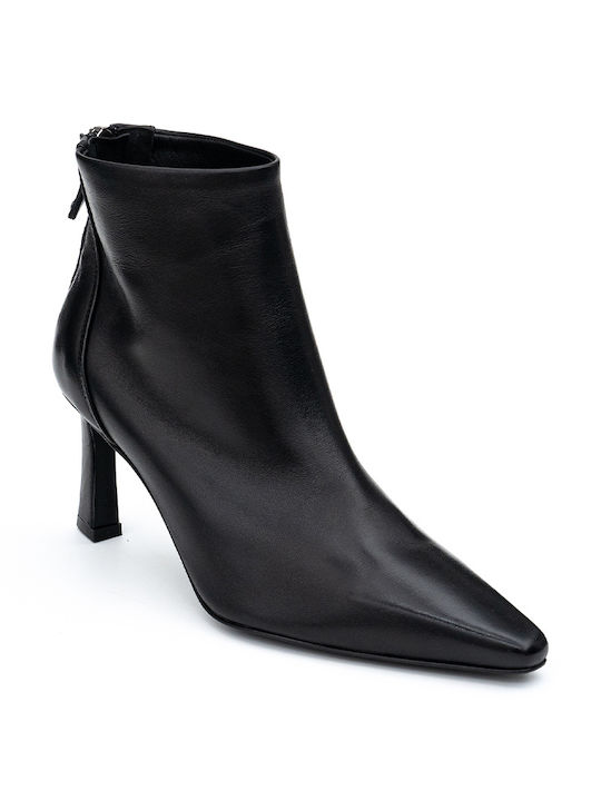 Philippe Lang Leather Women's Ankle Boots with High Heel Black