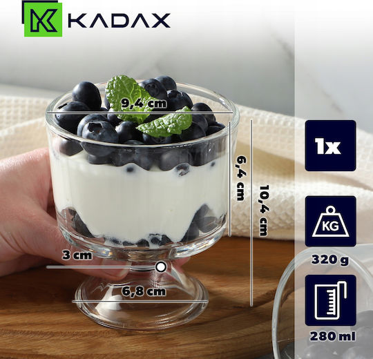 Kadax Купа за сервиране на сладолед Кръгла Стъкло Прозрачен с диаметър 9.4бр