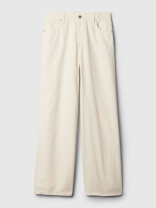 GAP Women's Jean Trousers Mid Rise in Baggy Line Beige, Ecru Beige