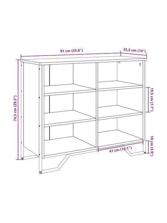 Sideboard made of Wood & Metal Brown Oak 91x35.5x74.5cm