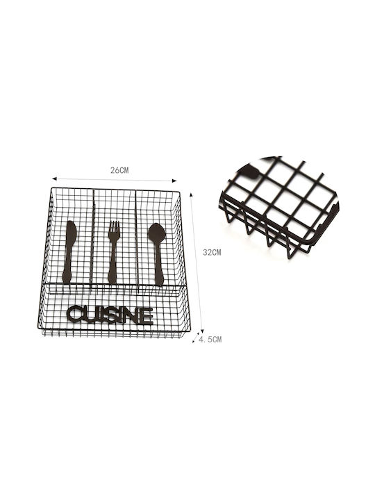 Tpster Besteckeinsatz für Schubladen Metallisch 32x26x4,5cm Schwarze
