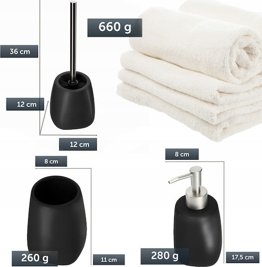 Kadax Set Accesorii Pentru Baie Ceramică Neagră 3 Bucăți