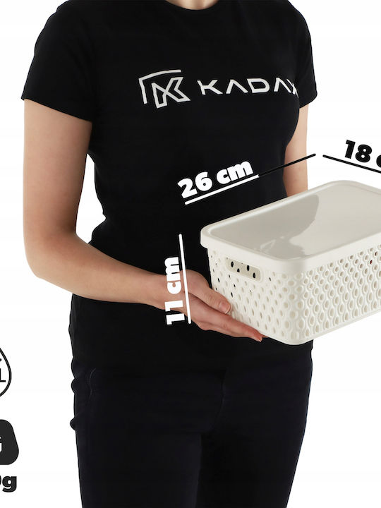 Kadax Καλάθι Αποθήκευσης Πλαστικό με Καπάκι Λευκό 4.5lt