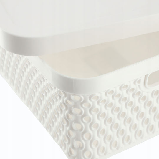 Kadax Καλάθι Αποθήκευσης Πλαστικό με Καπάκι Λευκό 4.5lt