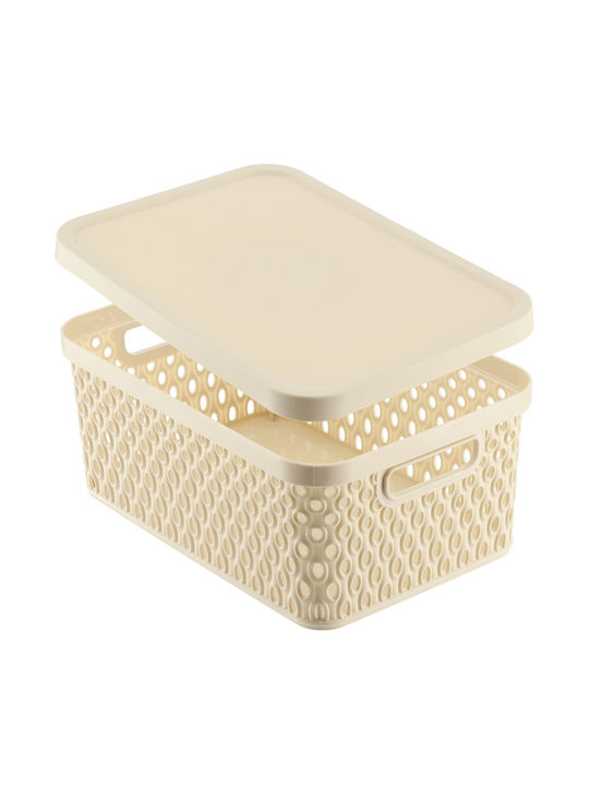 Kadax Coș de Depozitare Plastic cu capac Bej 4.5lt 1buc