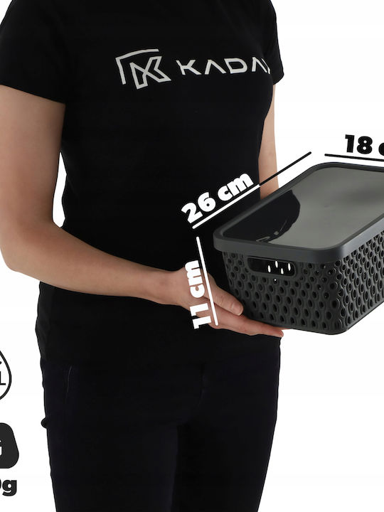 Kadax Καλάθι Αποθήκευσης Πλαστικό με Καπάκι Γκρι 4.5lt