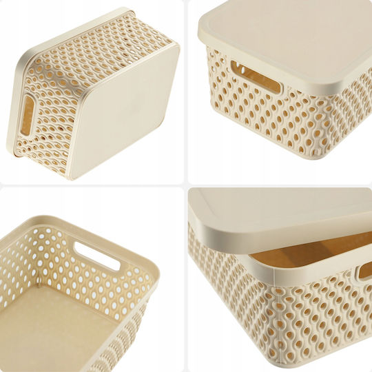 Kadax Coș de Depozitare Plastic cu capac Bej 4.5lt 1buc