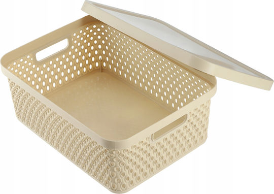Kadax Coș de Depozitare Plastic cu capac Bej 4.5lt 1buc