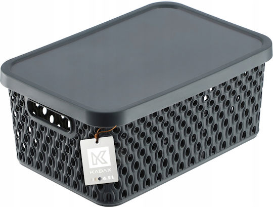 Kadax Coș de Depozitare Plastic cu capac Gri 4.5lt 1buc