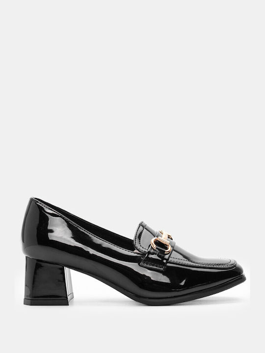 Loafers Heels Decorative Buckle 4310959-black-patent