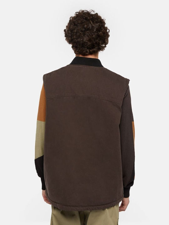 Canvas Sleeveless Jacket Dark Brown