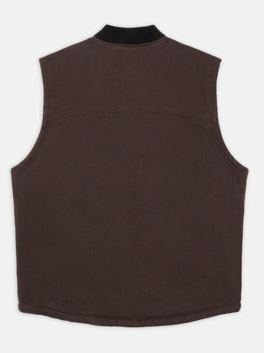 Canvas Sleeveless Jacket Dark Brown