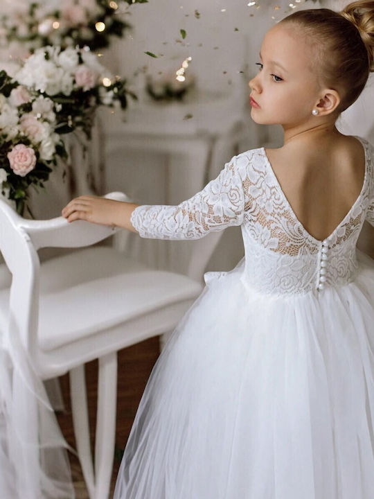 Kinderkleid Ärmellos Tüll Für Blumenmädchen Weiß