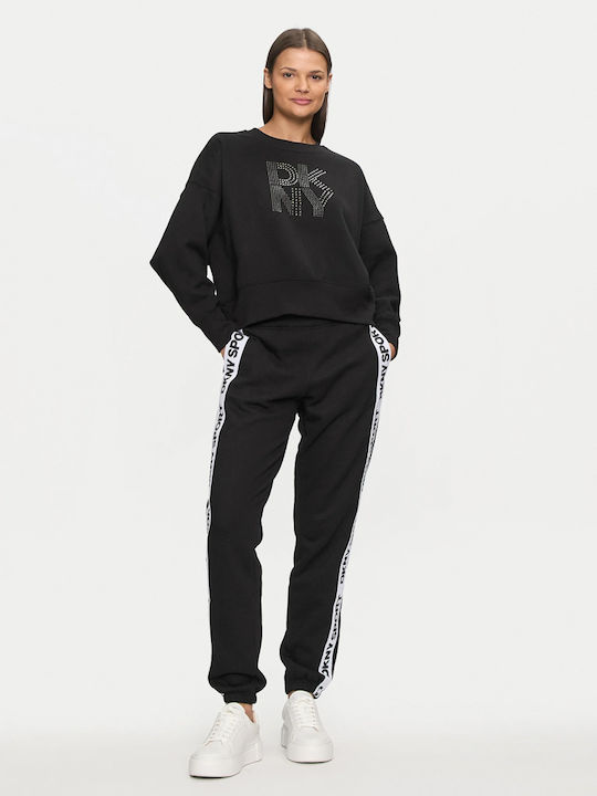 Rhinestone Damen Sweatshirt Schwarz