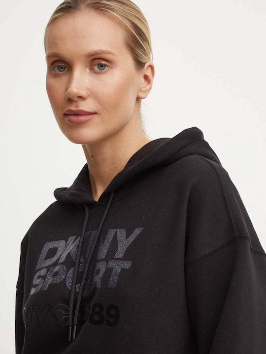 Long Women's Sweatshirt Hooded Black