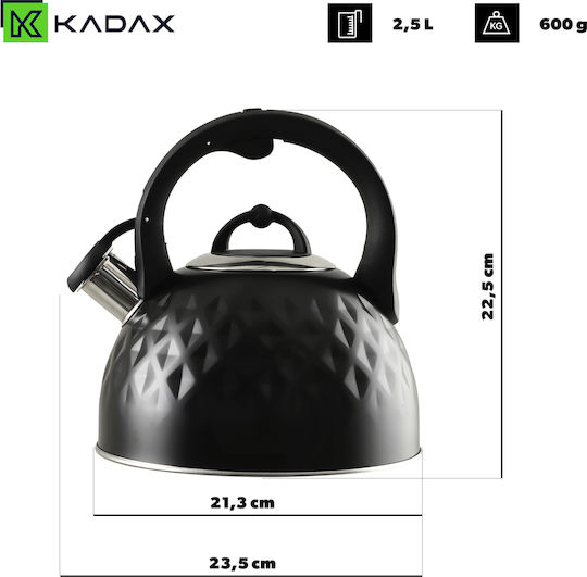 Kadax Teekanne Rostfreier Stahl Schwarz 2500ml