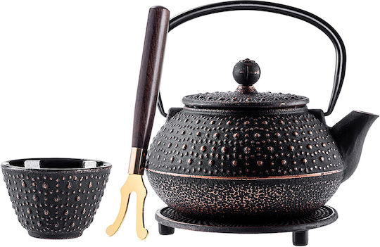 Kadax Kadax Teekanne mit Tasse Gusseisen Schwarz 800ml