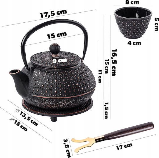 Kadax Kadax Teekanne mit Tasse Gusseisen Schwarz 800ml
