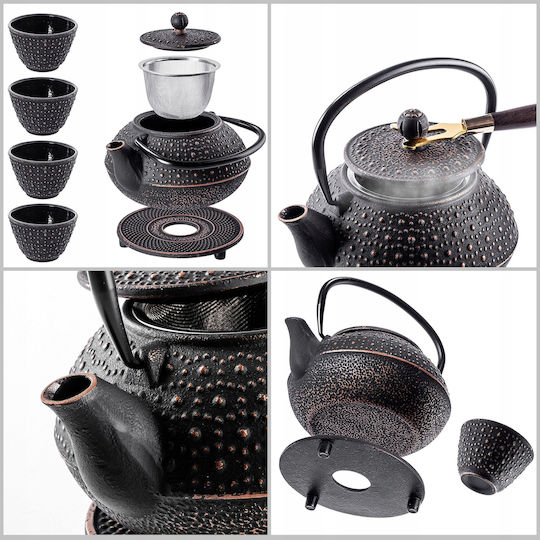 Kadax Kadax Teekanne mit Tasse Gusseisen Schwarz 800ml