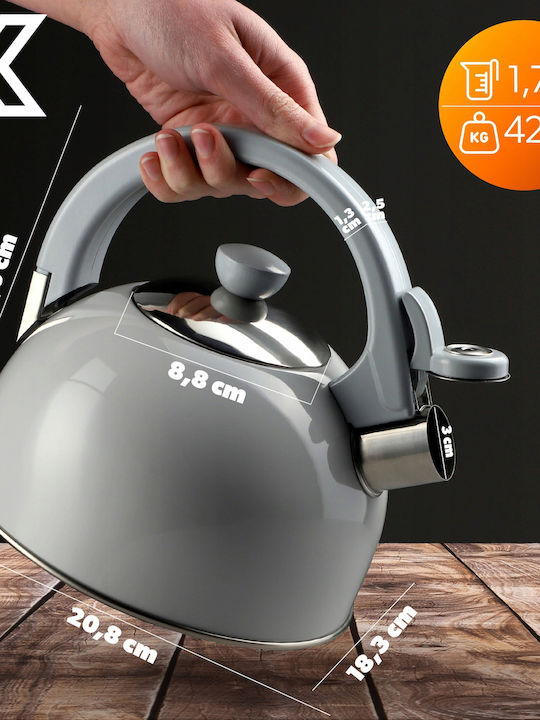 Kadax Τσαγιέρα Ανοξείδωτη Γκρι 1700ml