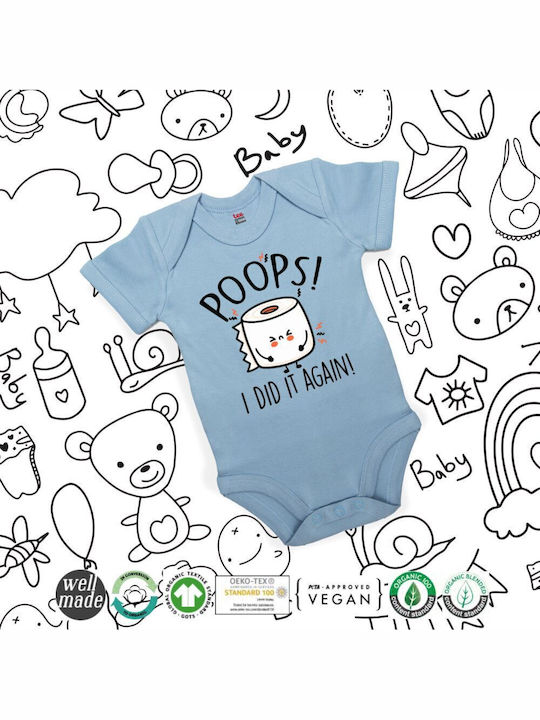 Koupakoupa Poops!...i Did It Again Baby Bodysuit Short-Sleeved BLUE