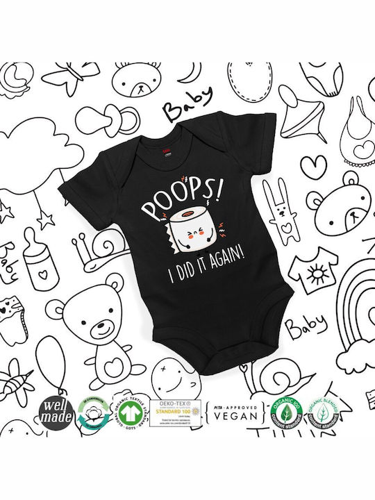 Koupakoupa Poops!...i Did It Again Baby Bodysuit Short-Sleeved Black