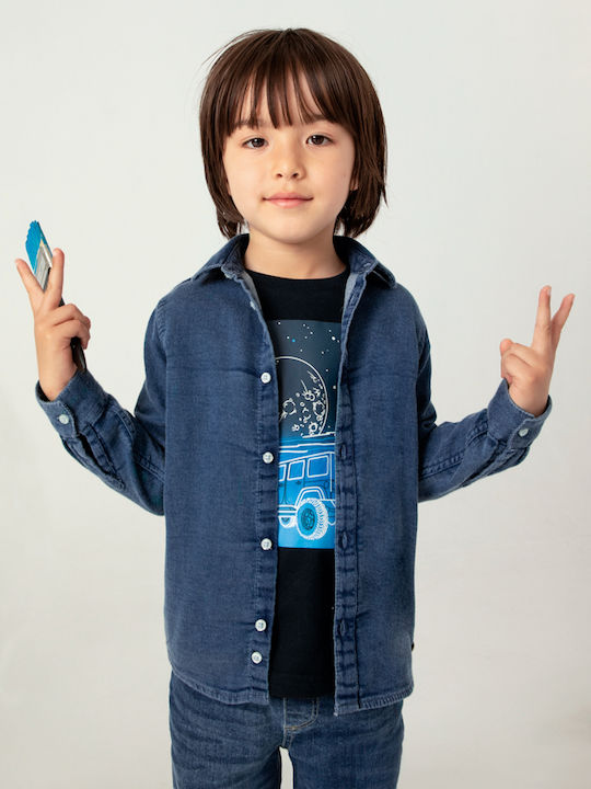 Kids Shirt Long Sleeve Denim Blue
