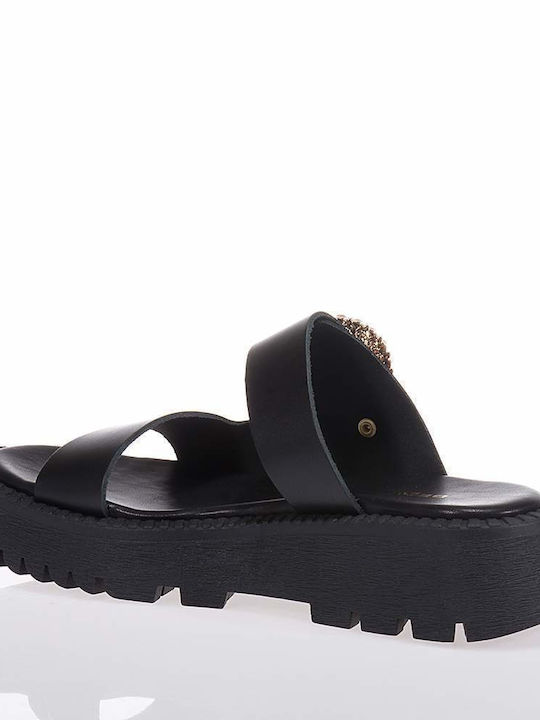 Beatris Women's Flat Sandals Flatforms in Black Color