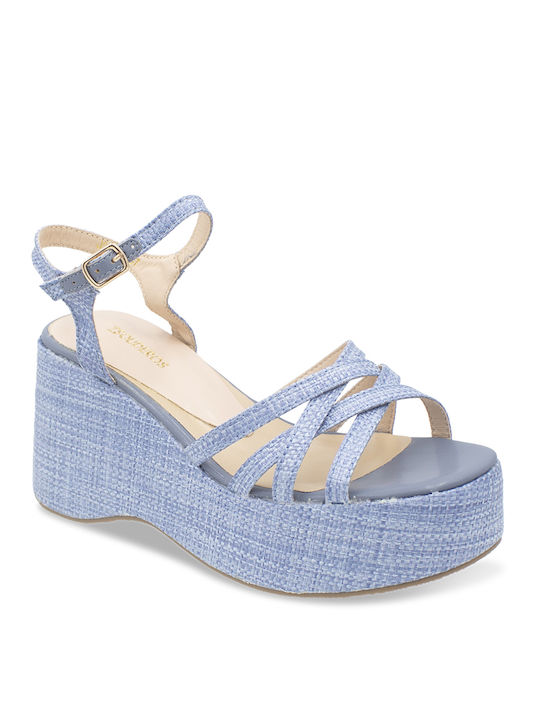 Tsouderos Shoes Damenplattformen Blau