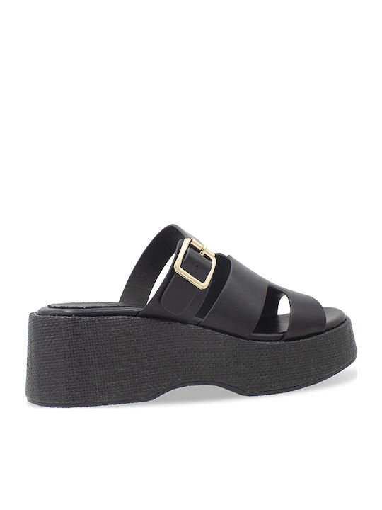 Women's Synthetic Leather Platform Shoes Black
