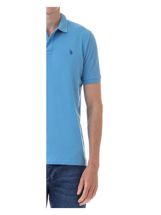 U.S. Polo Assn. Men's Short Sleeve T-shirt with Buttons Light Blue