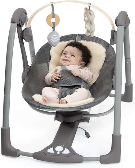 Ingenuity Elektrisch Baby Relax Schaukel Swing 'n Go Portable Swing mit Musik Gray für Kind bis 9kg