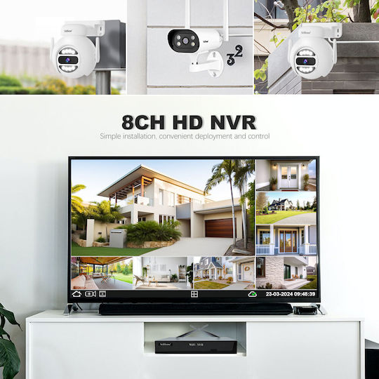 Sricam Surveillance System 8 Cameras Wireless Cameras IP 1080p with Recorder NVR