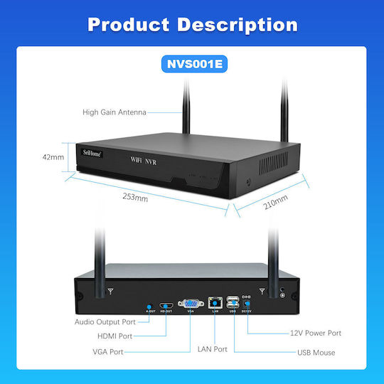Sricam Surveillance System 8 Cameras Wireless Cameras IP 1080p with Recorder NVR