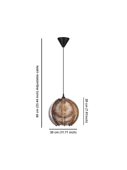 Sphere Adjustable Pendant Light Brown with Socket E27 30x30x60cm