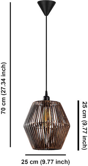 Gonio Adjustable Pendant Light Brown with Socket E27 25x25x70cm