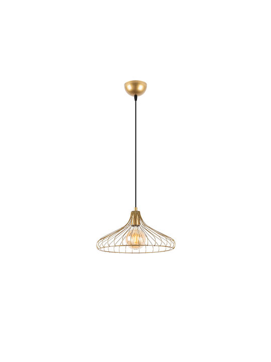 Depay Adjustable Pendant Light Gold Grid with Socket E27 36x36x120cm