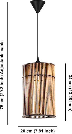Cylinder Reglabil Lustră Maro cu Dulie E27 20x20x70cm.
