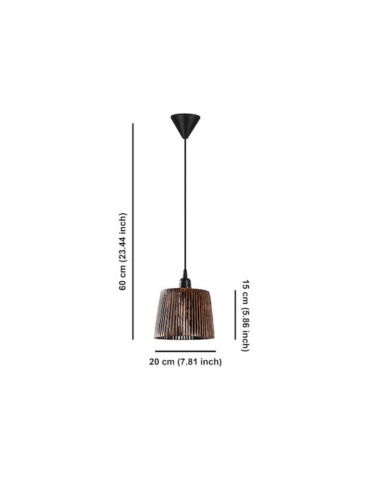 Adjustable Pendant Light Brown with Socket E27