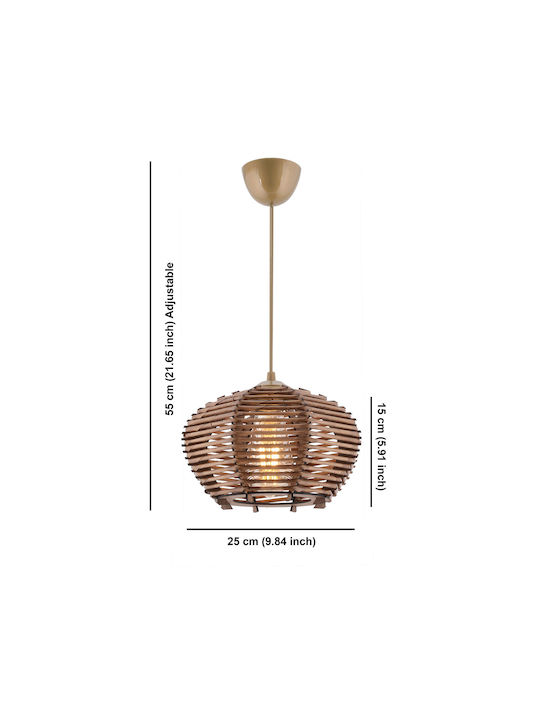 Barlas Adjustable Pendant Light Brown with Socket E27 25x25x55cm
