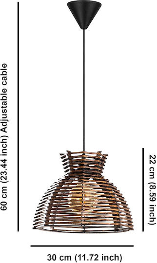 Lacin Adjustable Pendant Light Brown with Socket E27 30x30x60cm