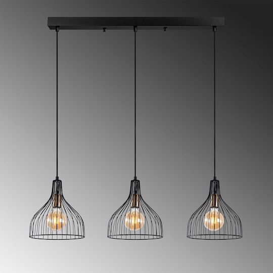 Opviq Cafu Reglabil Lustră Negru Calea ferată cu Dulie E27 94x25x121cm.