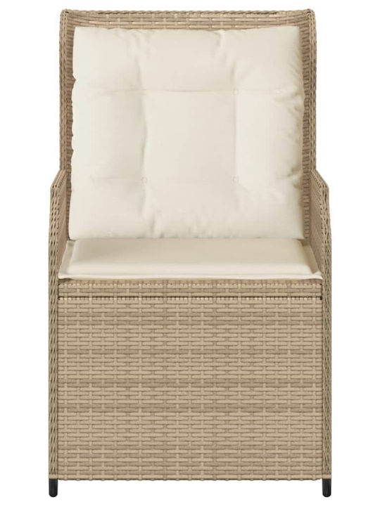 Fotoliu De Exterior Din Rattan Bej Cu Pernă 2 Buc 55x67x95 Cm