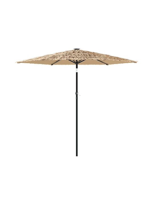 Umbrella Floor Wooden Brown with LED Lighting 2.31x2.31m