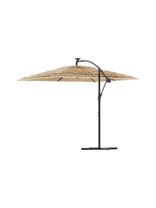 Hanging Circular Wicker Umbrella Brown Diameter 2.46m Height 2.3m